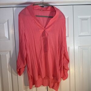 Gibson Latimer Tunic Blouse Top Pullover Women's Size XL Salmon Peach Color